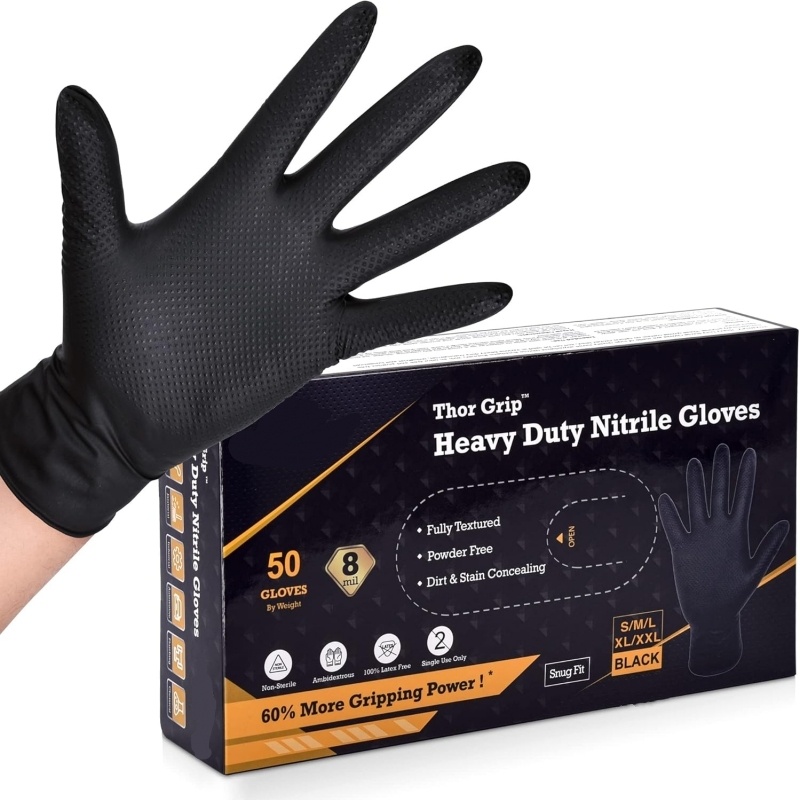 Nitrile Mechanic Glove - Robuste schwarze Nitrilhandschuhe, 10/30/50 Stück, 8