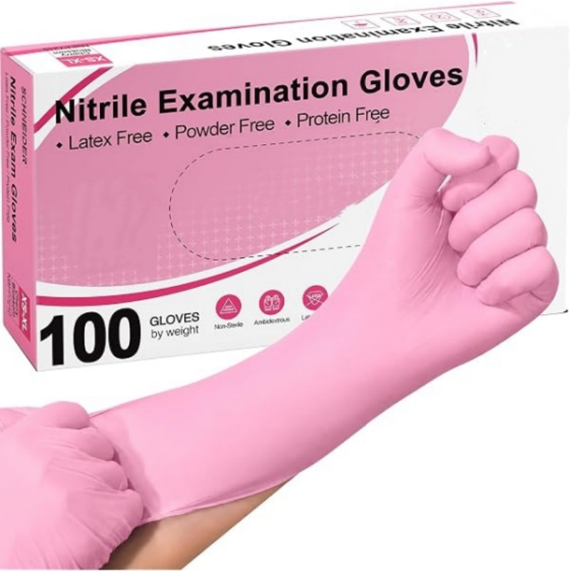 Nitrile Mechanic Glove - 100-200 Stück Rosa Nitril-Einweghandschuhe 3,5 mil