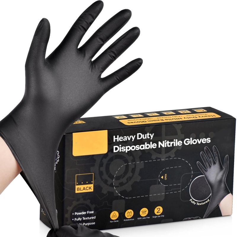 Nitrile Mechanic Glove - 20 Stück schwarze Einweg-Nitrilhandschuhe, 4 Mil