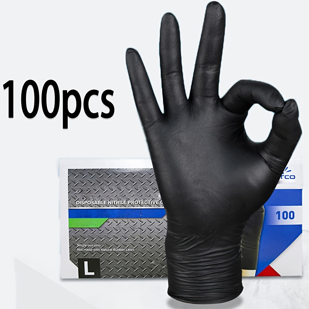 Nitrile Mechanic Glove - Schwarze Einweg-Nitrilhandschuhe Verstärkte Langlebige Haushaltsreinigungshandschuhe für