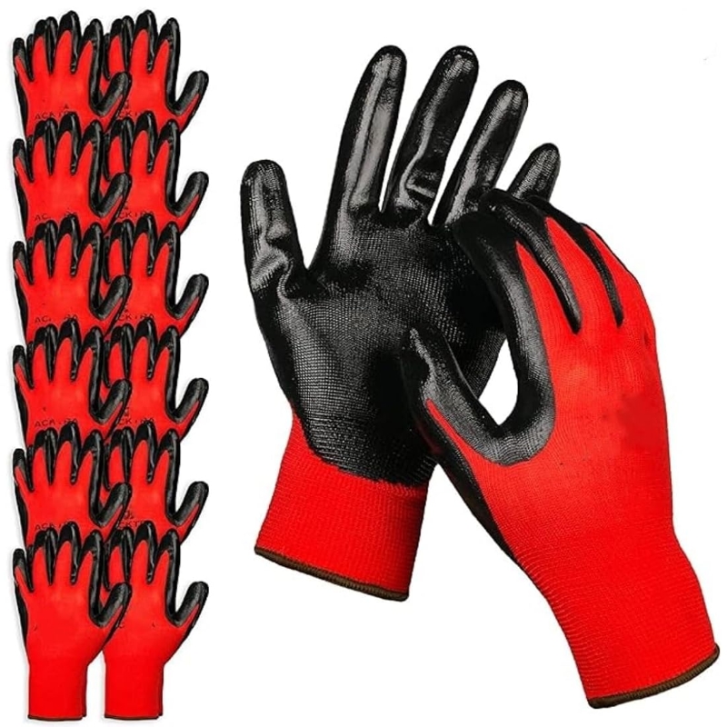 Nitrile Mechanic Glove - 4/20 Stück Nitrilbeschichtete Sicherheitsarbeitshandschuhe, nahtlos gestrickte,