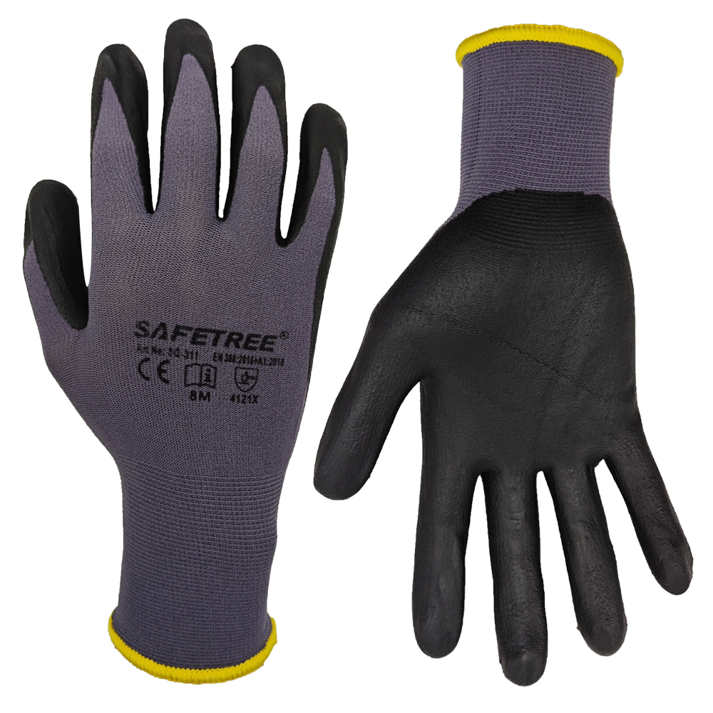 Nitrile Mechanic Glove - SAFETREE 10 Paar CE-Nylon-Sicherheitshandschuhe, Nitrilbeschichtete Mechanikerhandschuhe,
