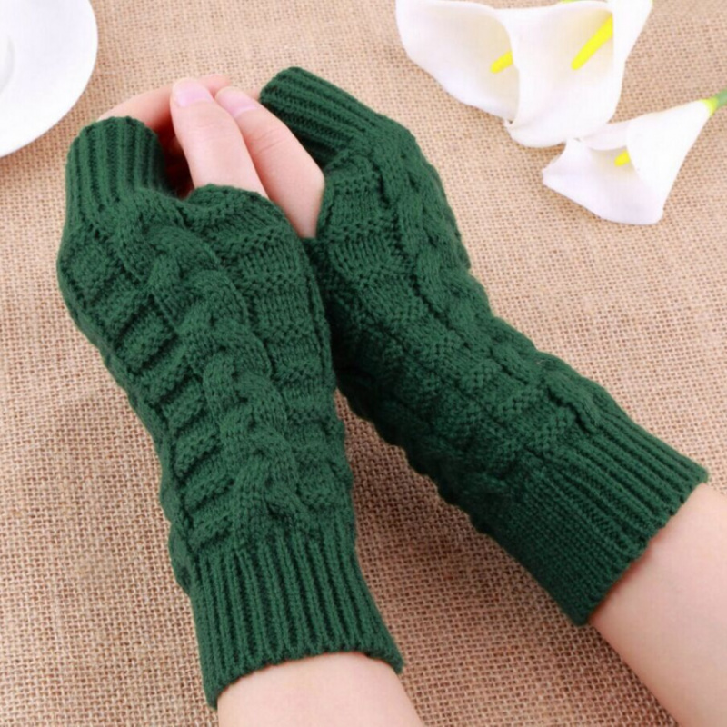 Fingerless Glove Knit - Fingerlose Winterhandschuhe für Damen, kurze, warme
