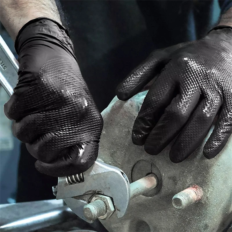 Nitrile Mechanic Glove - Industrielle schwarze Nitrilhandschuhe, 8 mil, strapazierfähig,